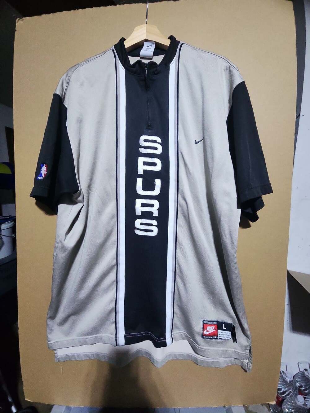 Nike San Antonio Spurs Warm Up Shirt Size L Gray Black